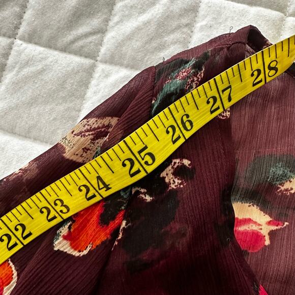 ABERCROMBIE FITCH Womens Dress SMALL Burgundy Floral Long Sleeve Mini Grunge - Picture 12 of 12
